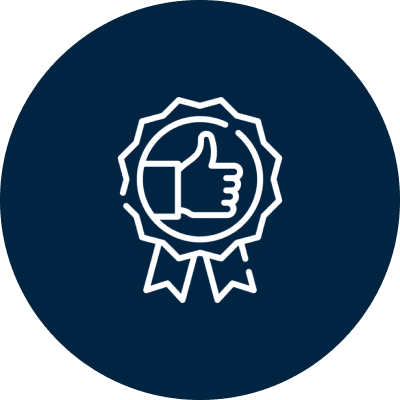 Approval badge with thumbs up