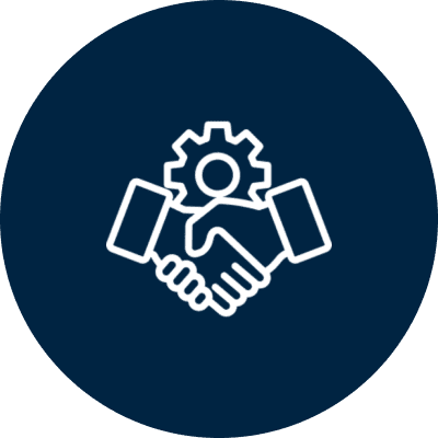 Handshake and gear icon